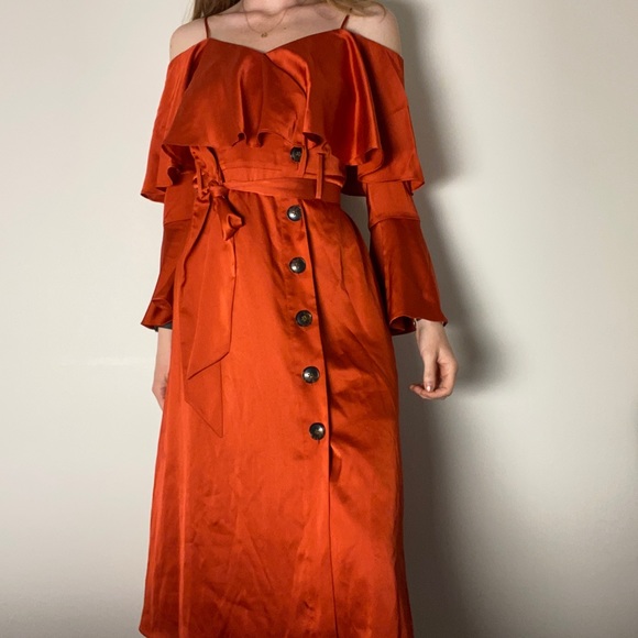 Burnt orange satin dress - Picture 2 of 5